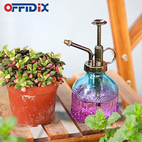 OFFIDIX Glass Plant Mister Spray Bottle, Mini Vintage Spritzer, Indoor/Outdoor Watering Can with Bronze Plastic Top Pump - Image 5