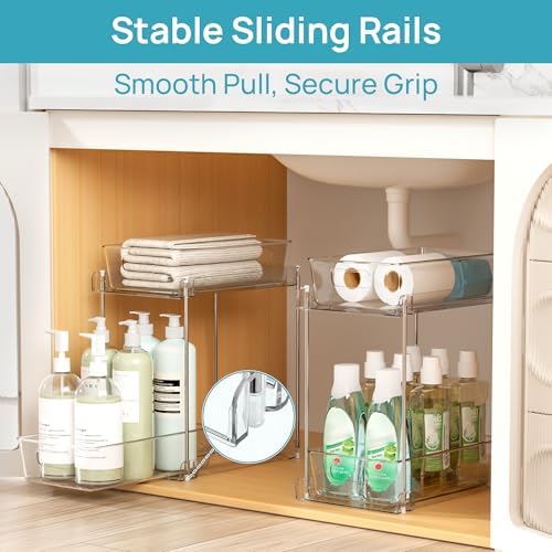 Vtopmart 2 Pack Taller Pull Out Bathroom Under Sink Organizer (S-Higher) - Image 4