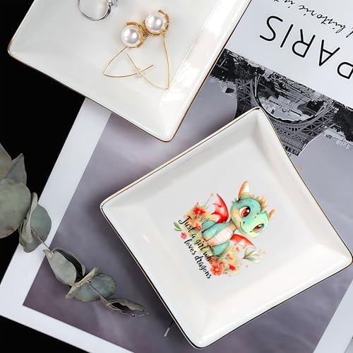 Dragon Jewelry Ring Holder Dish Tray, Gifts For Women Teens Girls, Dragon Lovers Themed Stuff Things Decor Merch, Home Room Ring Earrings Necklace Organizer Holder! - Image 5