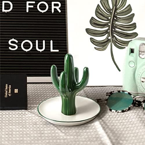 PUDDING CABIN Cactus Ring Holder Green Jewelry Dish for Rings Earrings Bracelets Necklace Organizer, Cactus Gift for Women Birthday Wedding Graduation Christmas Valentines, Room Decor Aesthetic - Image 6