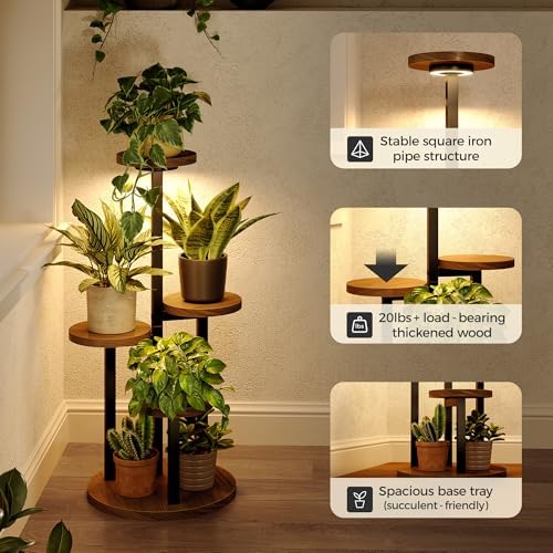 Bamworld Plant Stand with Grow Lights Corner Plant Stand 4 Tier - Image 3