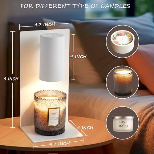 White L-Shape Candle Warmer Lamp with Timer Dimmable, New Home Decor for Bedroom, Office, Modern Living Room, Christmas Birthday New Year Gift for Women Man - Image 3
