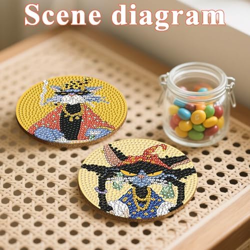 DOTSOPS 6 Pack Cat Diamond Painting Coasters Kits with Holder for Beginners - Image 4