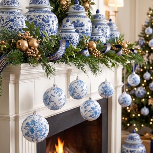 Blueweenly 12 Sets Christmas Balls DIY Kit Blue Napkins Glue Brush Set - Image 6