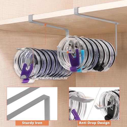 2 Pack Tumbler Lid Organizer, Versatile Storage Holds 20 Lids, Round&Flat - Image 4