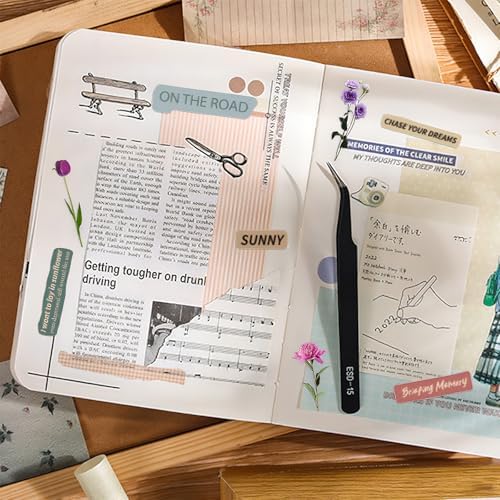 Naszonus 699 Pcs Vintage Scrapbook Paper Kit, Scrapbook Paper Supplies with Flowers Stickers, Journaling Decorative CraftPaper Set for Junk Journal, Retro Crafts - Image 2