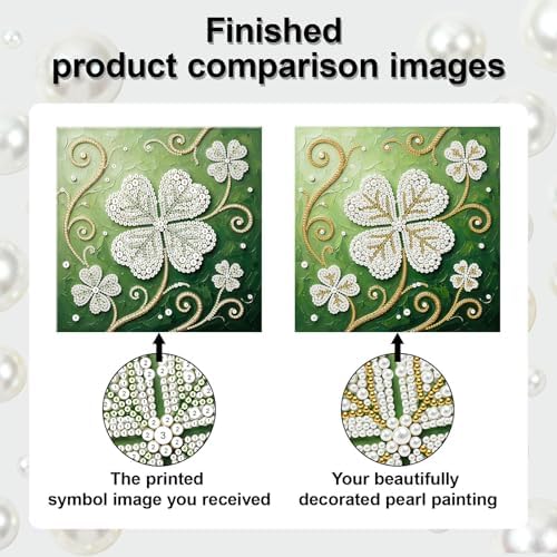 LQCrafK DIY Pearl Art Painting Handcraft Kit for Adults Beginners with Tools and Framed Painting, Creative Design,Self-Adhesive, Healing Stress-Relieving Home Wall Decoration-Four-Leaf Clover - Image 7