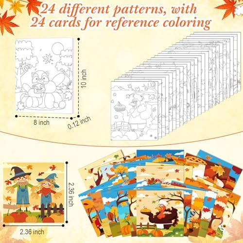 Sherr 24 Pcs Pre Drawn Canvas for Adult, Autumn, 8 x 10 Inch - Image 3