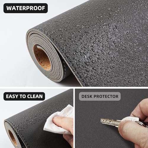 AFIING Cork Desk Mat 47" x 23.6", Dual-Sided Natural Cork & PU Leather Desk Pad, Non-Slip Waterproof Large Mouse Pad for Office, Home & Gaming (Dark Grey) - Image 4