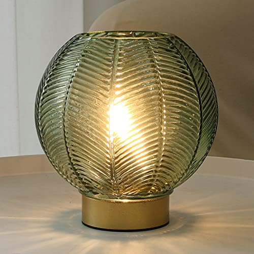 LUSHARBOR Battery Operated Decorative Glass Table Lamp with Timer Green by LUSHARBOR