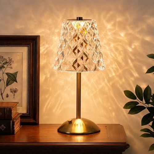 Nusogon Rechargeable Cordless Table Lamp, Gold Small Battery Powered Lamp by Nusogon