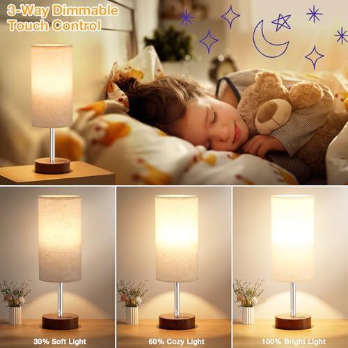 Dicoool Bedside Table Lamp for Bedroom - 3-Way Dimmable Touch Lamp, USB A+C - Image 3