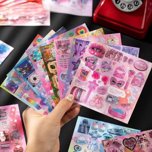 Japanese Retro Sticker Book, 800 Cartoon Stickers Book with Art Coated Paper Creative Activity Stickers for Adults, DIY Scrapbooking Phone Cases Laptops Party Gifts (Neon) - Image 5