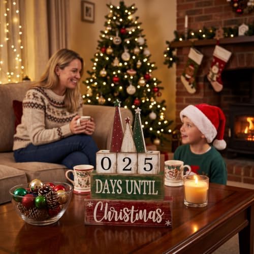 Moucuny 6 Pcs Christmas Countdown Decorations, Christmas Table Decor Home - Image 3