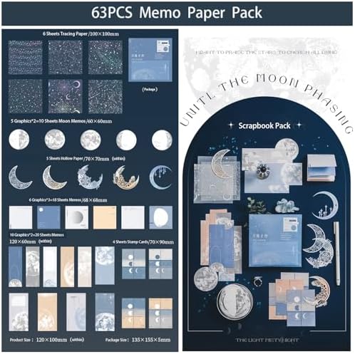 Doraking 63PCS Moon Embellishment Scrapbook Paper Packs for Journaling - Image 5