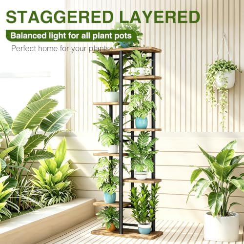 LINZINAR Plant Stand Indoor 8 Tier Metal Corner Tall Flower Shelf - Image 4