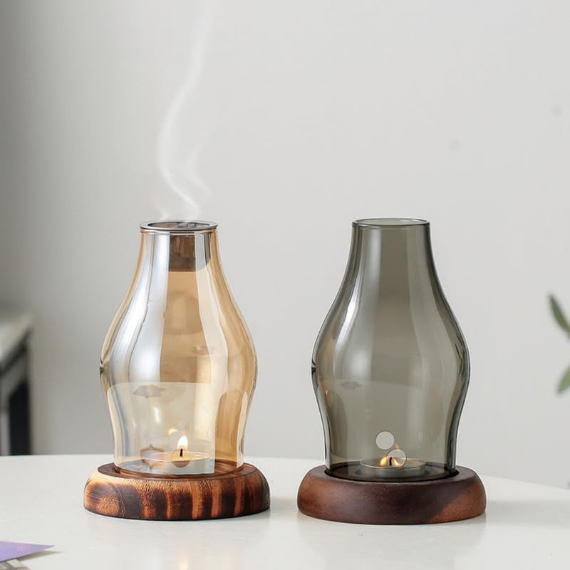 Delicate Ceramics Tealight Candle Holder Oil Tart Burner Aroma Diffuser Furnace Home Decoration Vintage Oil Lamp Design with Burnt Wood Yellow Color - Image 2