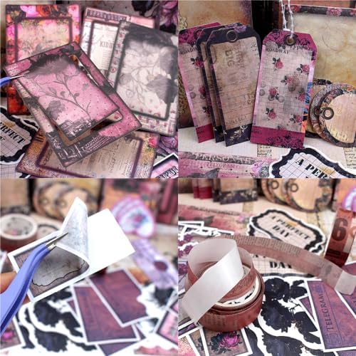 Diuhofart Vintage Scrapbooking Supplies Kit, 185pcs Junk Journal Kit with Scrapbook Paper A6 Aesthetic Notebook, Scrapbook Kit, Art Craft DIY Gift for Adult Women - Image 3