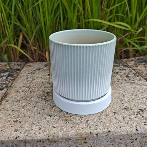 Cuteforyou 3.75 Inch Modern Textured Ceramic Succulent Planter Pot (No Plant Included) – Perfect for Small Plants, Cacti & Desk Decor – Lightweight & Durable，Green - Image 4