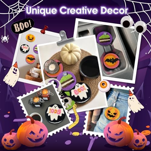yuegool 6PCS Halloween Punch Needle Coasters Kit – Easy DIY Embroidery Kit for Beginners, Adults & Kids | Includes Patterns, Tools, Yarns, Hoop, Instructions, Coaster Holder - Image 5