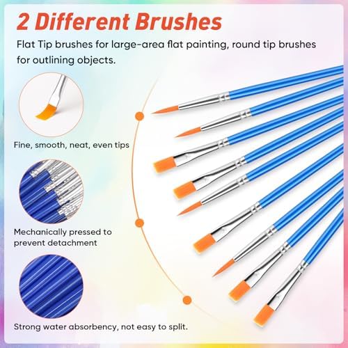 24 Pack Mini Acrylic Paint Set, 12 Colors Acrylic Paint Strips with 48 Brushes, Washable Paint for Kids & Adults Craft, 336 PCS Painting kit for Easter Eggs, Birthday, Party Favor, Classroom Art Gifts - Image 4