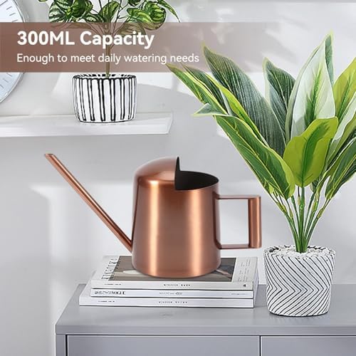10oz/300ml Watering Can Indoor Plants, Long Spout Small Watering Sprinkling Pot Mini Stainless Steel Water Can Garden Water Pot for Indoor House Plants Bonsai - Image 5