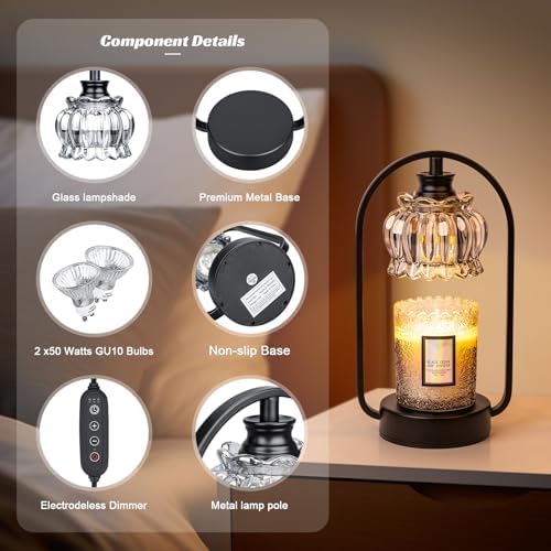 Candle Warmer Lamp, Clear Flower Shape Electric Light with Timer Dimmer - Image 6