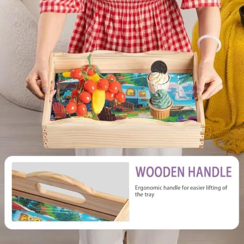 EWJRNSF Scenery Diamond Art Tray Wooden Serving Tray Gift Decor 9.8×13.8 in - Image 7