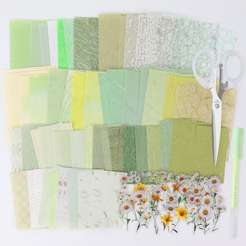 Koqye 131PCS Scrapbook Paper Pack & Junk Journal Kit (Botanical Sage) by Koqye