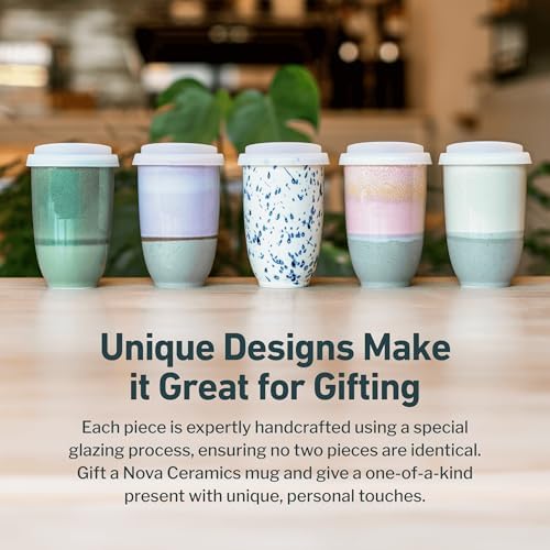 NOVA CERAMICS Travel Mug – Portable Coffee Tumbler – Unique to Go Mug – Microwave & Dishwasher Safe Purple Coffee Tumbler - Gifts for Women Men Him Her – 12oz – Horizon - Image 5