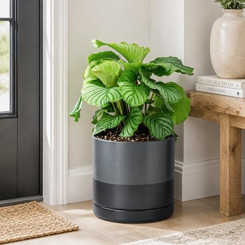 D'vine Dev 10 Inch Ceramic Planter Pot, Slate, 94-O-E-5 - Image 2