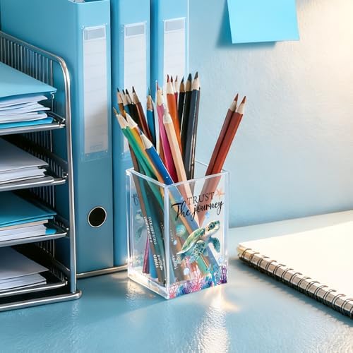 Trust The Journey Sea Turtle Acrylic Pencil Holder Cup for Women - Image 4