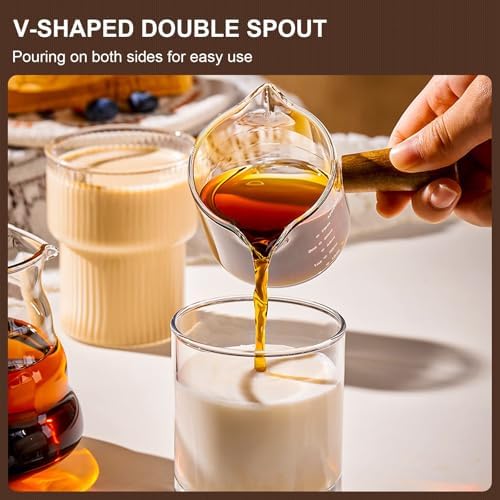 PARACITY Espresso Measuring Cup with Handle, 3.5 oz Double-Spout Glass - Image 3