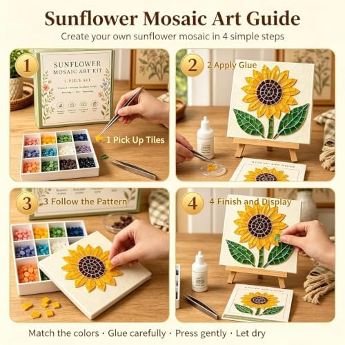 Garden Flowerpot Mosaic Art Kit Floral,Mosaic Art Kits for Adults (Style A I) - Image 7