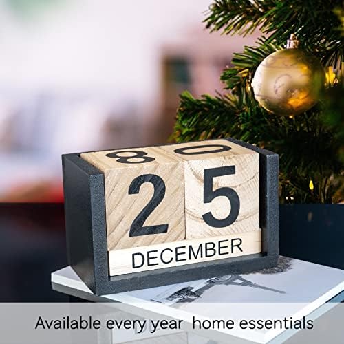 Notakia Wooden Gaobei Desk Blocks Calendar Perpetual Block Month Date Display (Large Black Wood Color) - Image 2