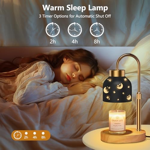 seenlast Candle Warmer Lamp with 2 Bulbs, with Dimmer Adjustable Height,Mothers Day Gifts,Vintage Home Decor,2/4/8H Timer - Image 4
