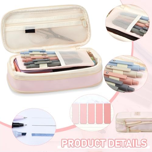Sinload 60 Pcs Aesthetic Book Annotation Kit School Supplies Cute Pencil Case Mini Stapler Set 12 Highlighter 5 Gel Pen 6 Pencil 5 Magnetic Bookmark 1220 Sticky Note Student Stationary(Pink) - Image 5