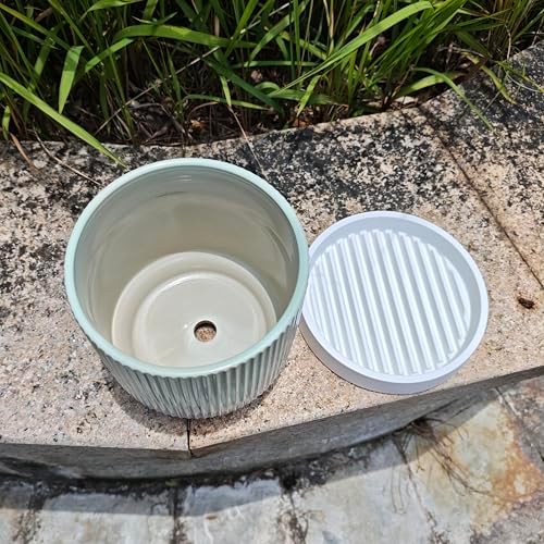 Cuteforyou 5.1 Inch Modern Textured Ceramic Succulent Planter Pot – Perfect for Small Plants, Cacti & Desk Decor – Lightweight & Durable，Blue - Image 7