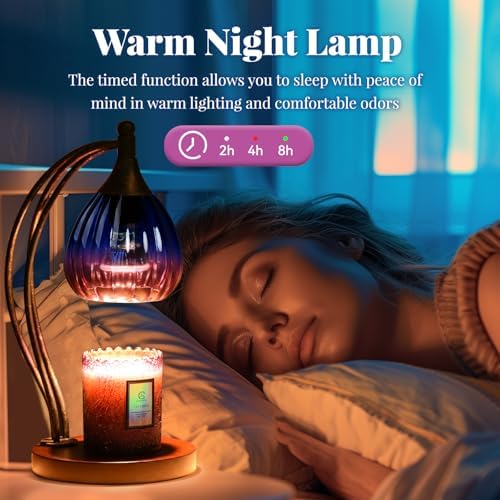 Candle Warmer Lamp with Timer Dimmer - Electric Candle Warmer Light Wax Warmer for Jar Candles - Candle Lamp Warmer Unique Gifts for Women Mom House Warming Gifts New Home Decor Blue Purple Gradient - Image 3