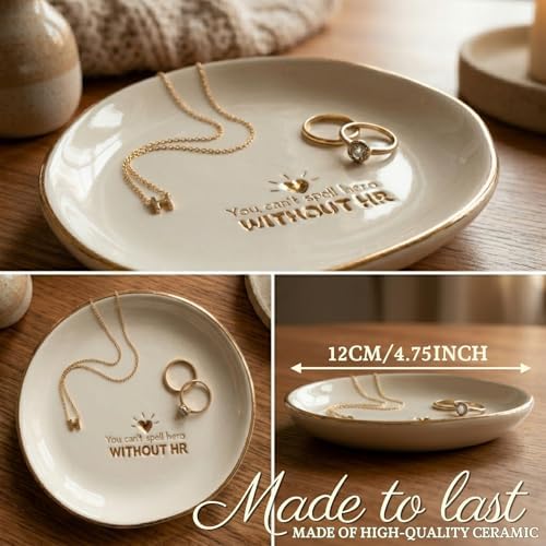 InnoBeta HR Gifts for Women Human Resources Staff, Ceramic Jewelry Tray Decorative Trinket Dish for Rings Earring - Image 4