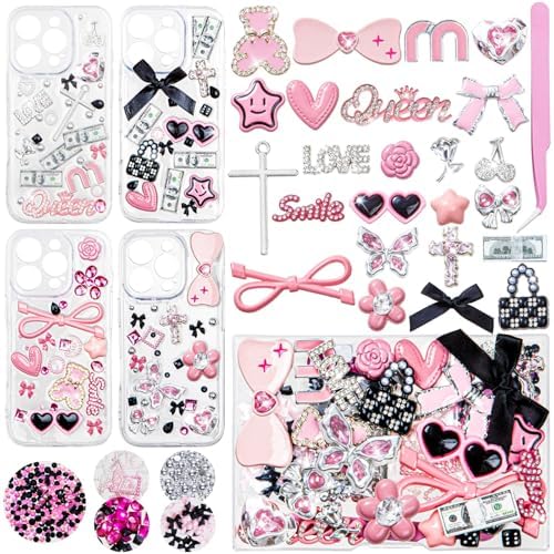 RQAYE Junk case charms,junk case Kit for Customizing Diy Cases,With Cute Bow,Flatback Pearls,Letter Beads, Aesthetic Big Decor for Personalization by Unknown