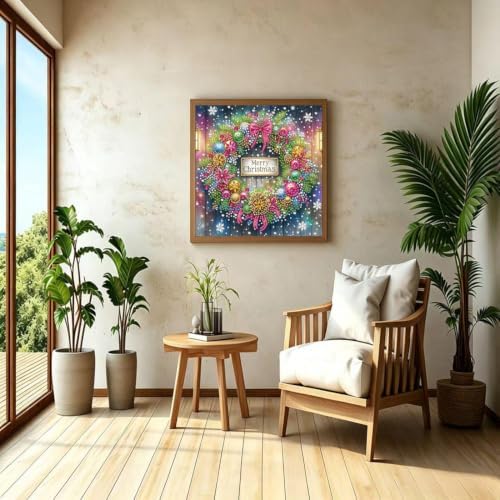 Christmas Wreath 5D Diamond Art Painting Kits for Adults 12 x 12 inch - Image 4