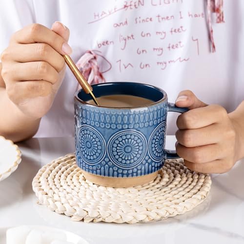 GBhome 12 oz Coffee Mugs Set of 4, Stackable Ceramic Coffee Cups Set - Image 4
