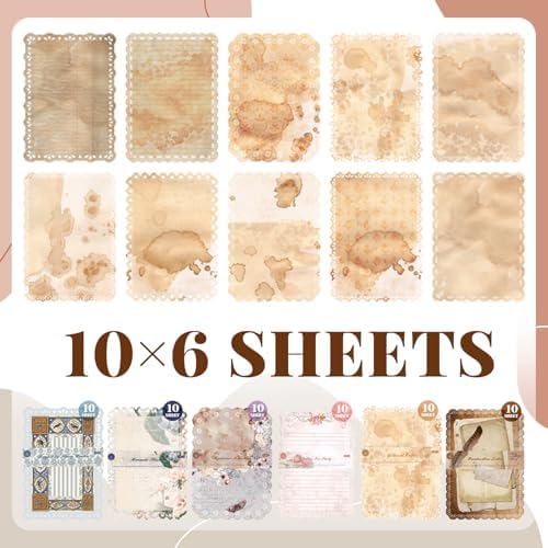60Pcs Vintage Die-Cut Lace Edge Scrapbook Paper, DIY Junk Journal Supplies - Image 5