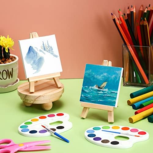 Zubebe 48 Pcs Mini Canvas Painting Kit with Easel, 4 x 4 in, Square Shaped - Image 2