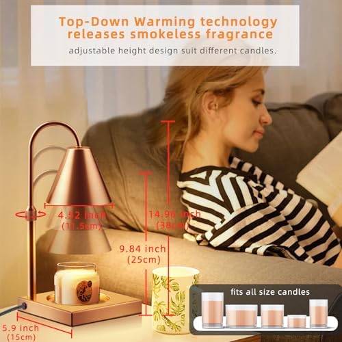 LALISU Candle Warmer Lamp Timer Dimmable, Adjustable Height Candle Melter - Image 4