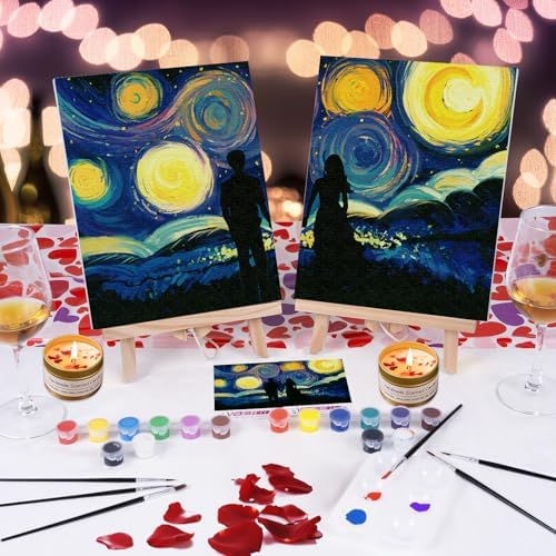 VOCHIC Sip and Paint Kit for Adults Couples Pre Drawn Canvas to Paint - Image 2