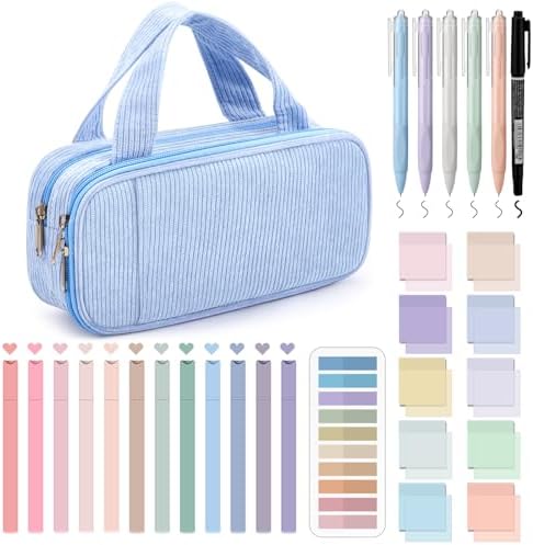Jutom 39 Pcs Aesthetic Book Annotation Kit,Light Blue,Classic Style by Jutom