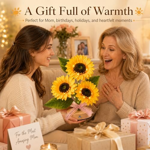Flower Table Lamps, Rechargeable Touch Dimming Sunflower Night Light, LED Artificial Flower Lamp, Table Centerpieces for Birthday Holiday Party Wedding Room Decoration - Image 6