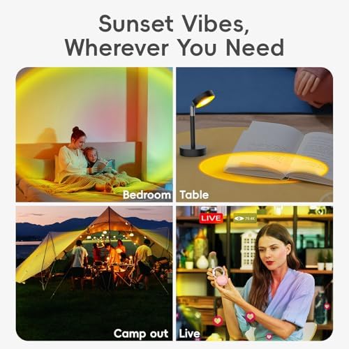 LED Sunset Lamp - Sunset Lights Night Lights LED Projector Floor Lamp Atmosphere Light Night Light for Bedroom Livingroom Party Bar Store, USB Charging - Image 5